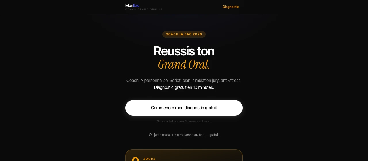 MonBac, coach IA pour le Grand Oral